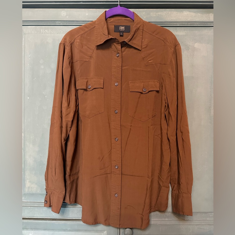 Frye Chocolate Brown Silk Shirt